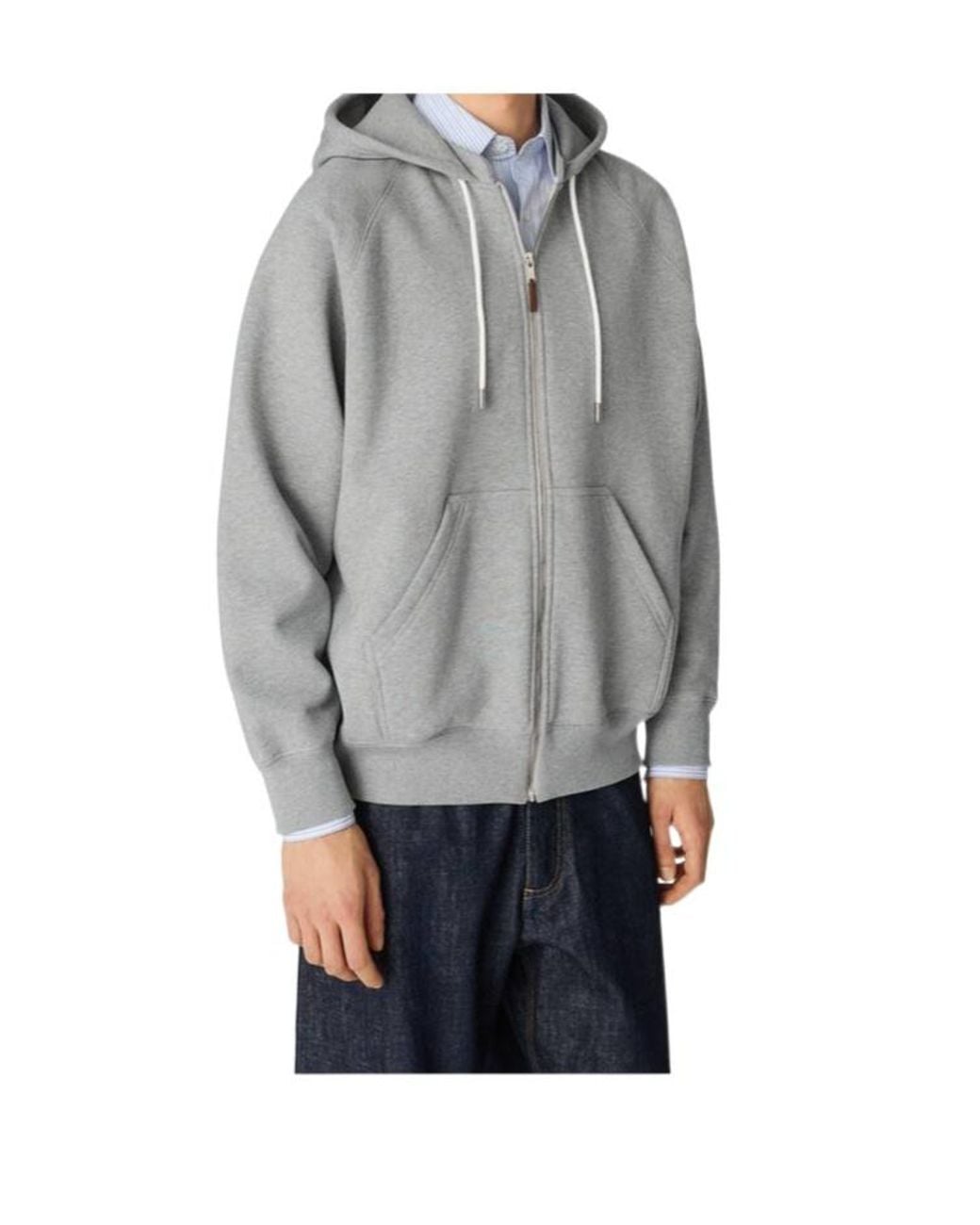 Bottega Veneta Gray Fleece Zip Hoodie for men