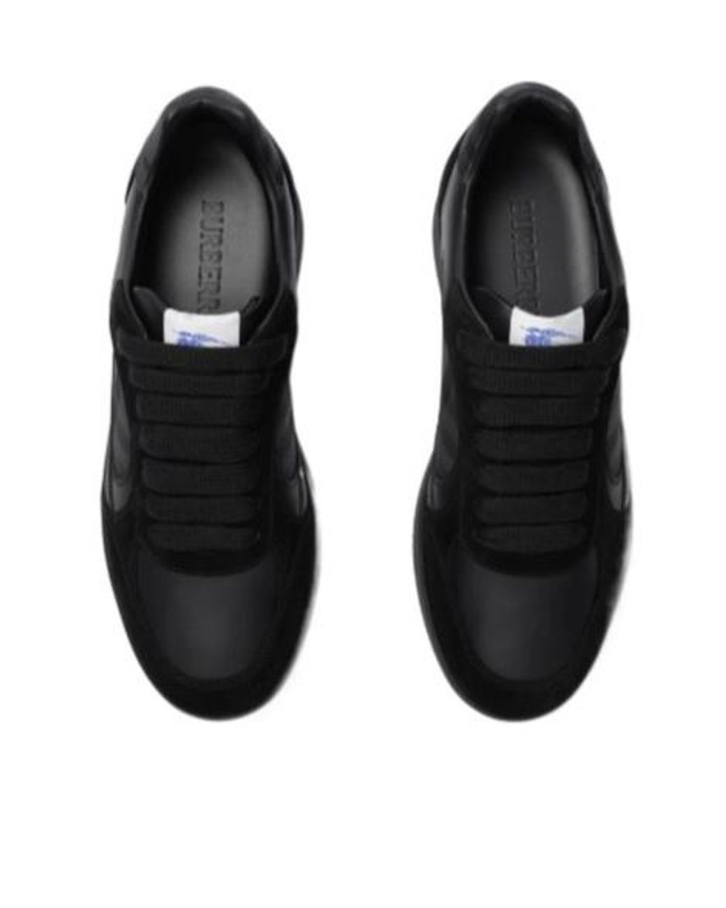 Burberry Black Leather Check Terrace Sneakers for men