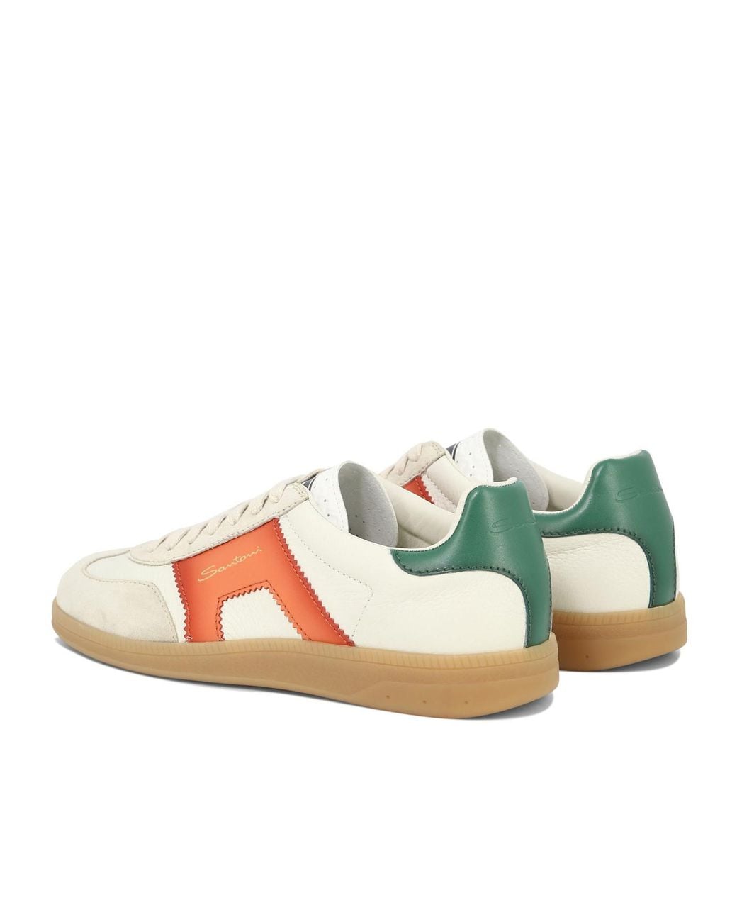 Santoni Pink Colourblock Panelled Lace-Up Sneakers for men