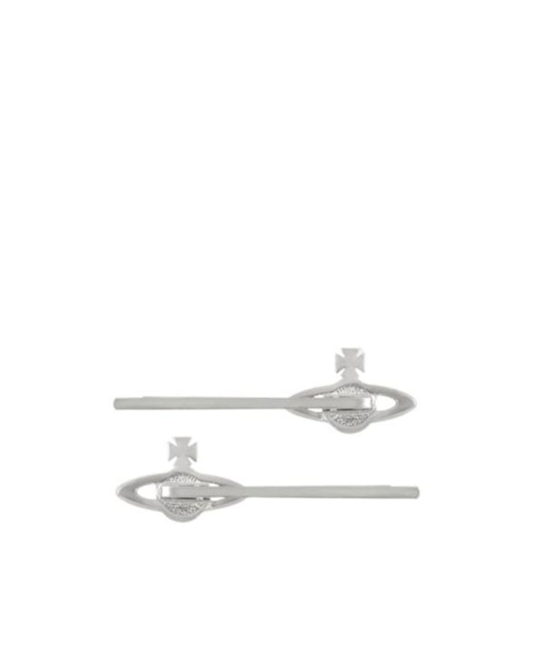 Vivienne Westwood White Bobby Embellished Hair Clips