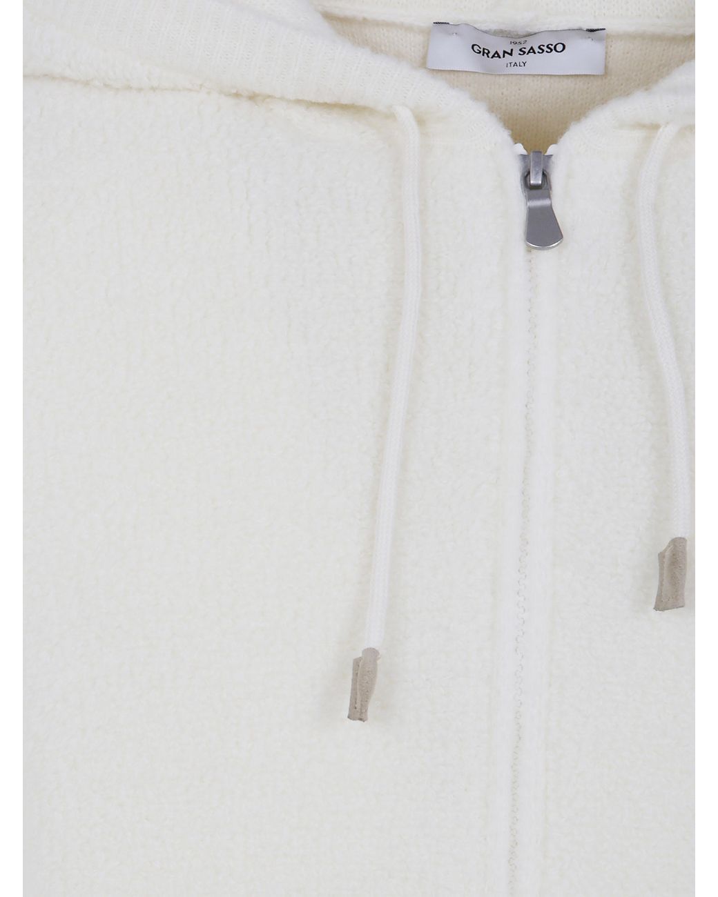 Gran Sasso White Zip-Up Hoodie for men
