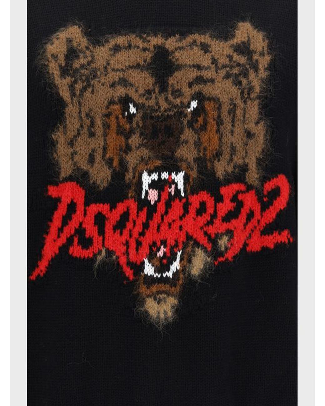 DSquared² Black Logo-Intarsia Crewneck Jumper for men