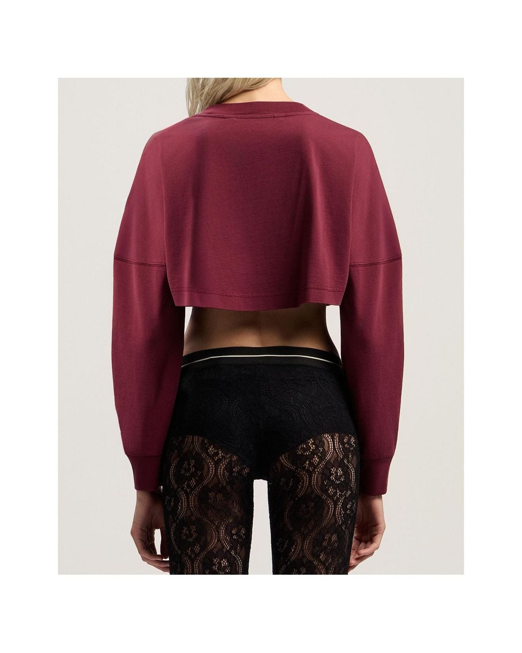 Palm Angels Red Curved Logo Printed Cropped Top