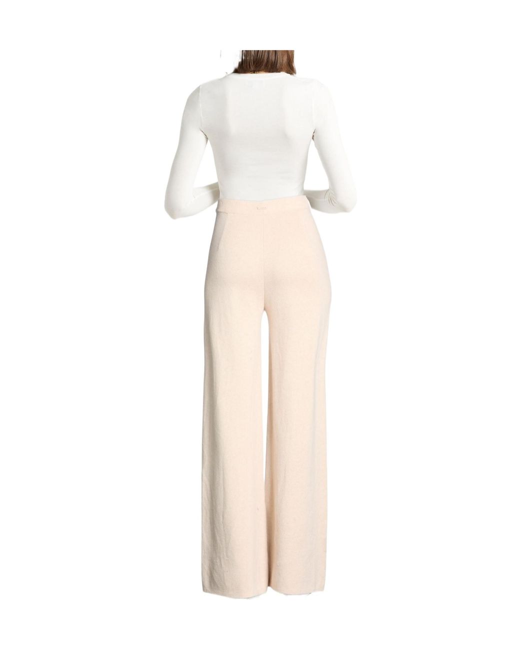 Max Mara Natural Plain Colour Wide-Leg Trousers