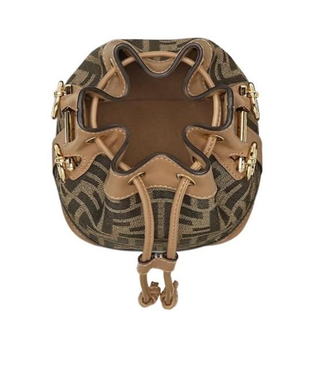 Fendi Brown Mon Tresor Ff Jacquard Bucket Bag