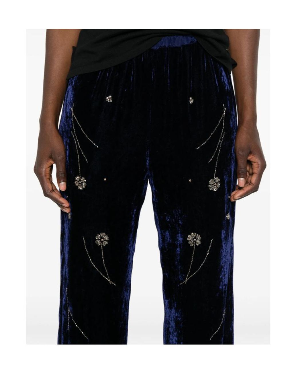 Forte_forte Black Crystal-Embellished Palazzo Pants