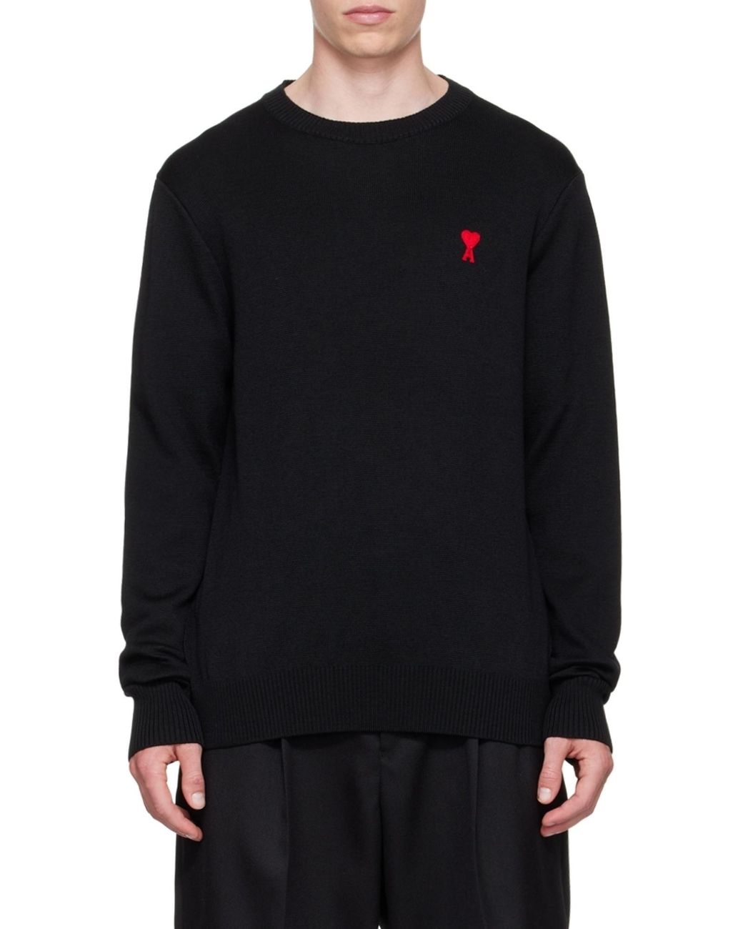 AMI Black Ami De Coeur Knitted Jumper for men