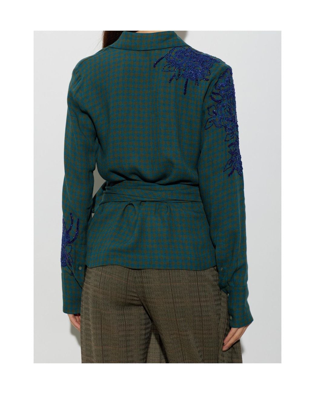 Dries Van Noten Green Long-Sleeved Shirt