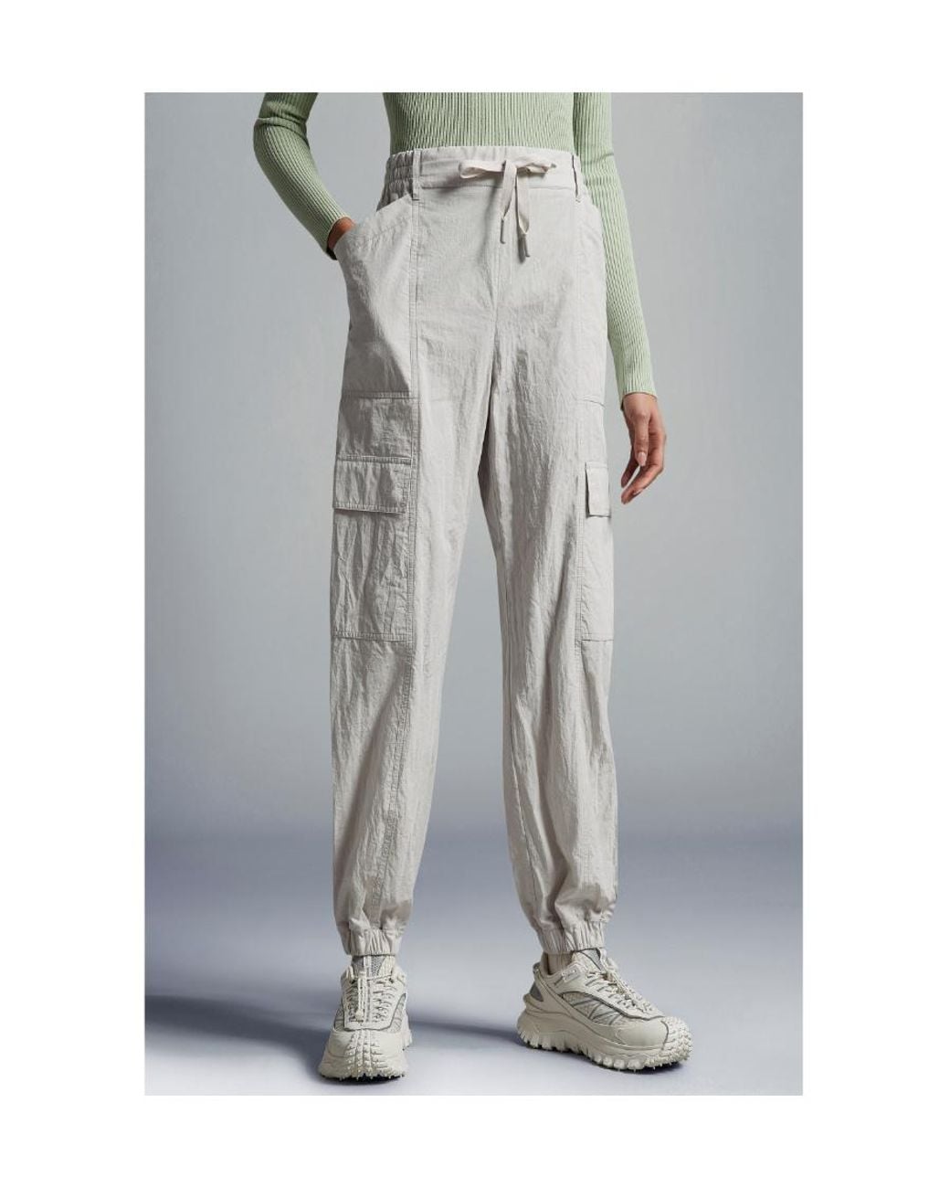 Moncler Gray Cotton Cargo Trousers