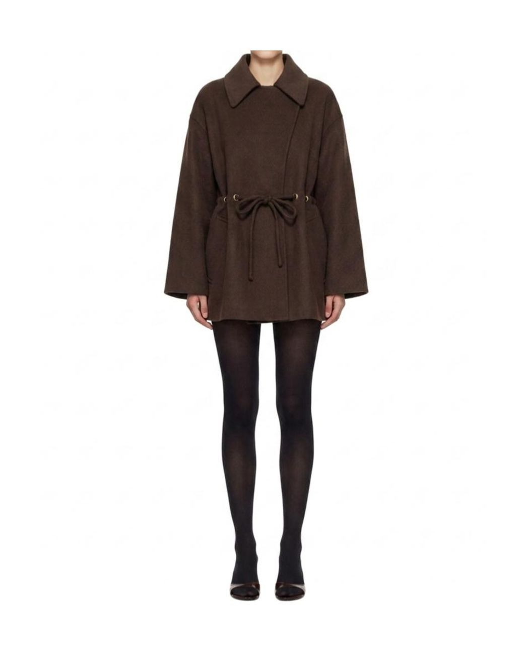 Ba&sh Brown Kam Belted Short Coat