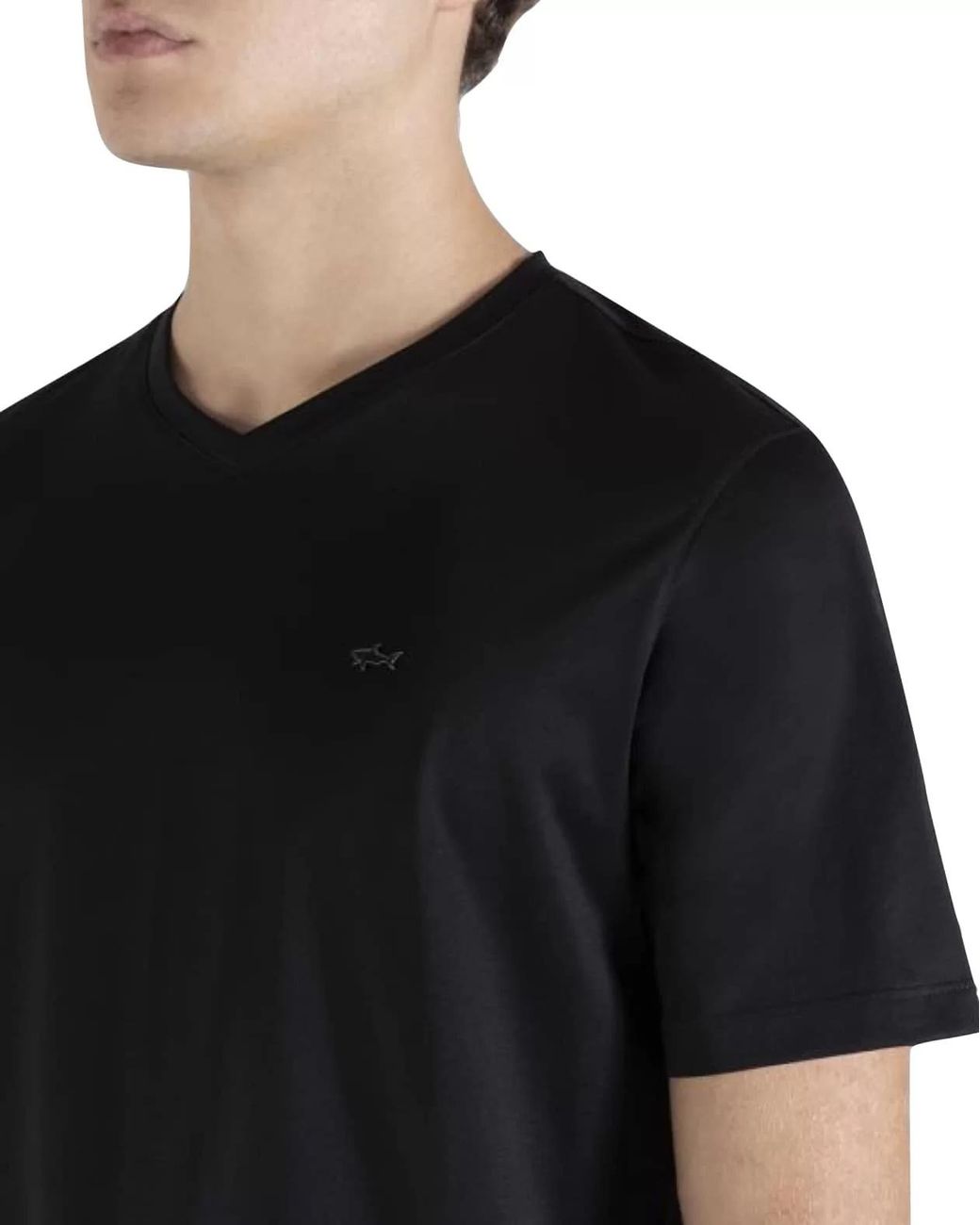 Paul & Shark Black V-Collar Short-Sleeved T-Shirt for men