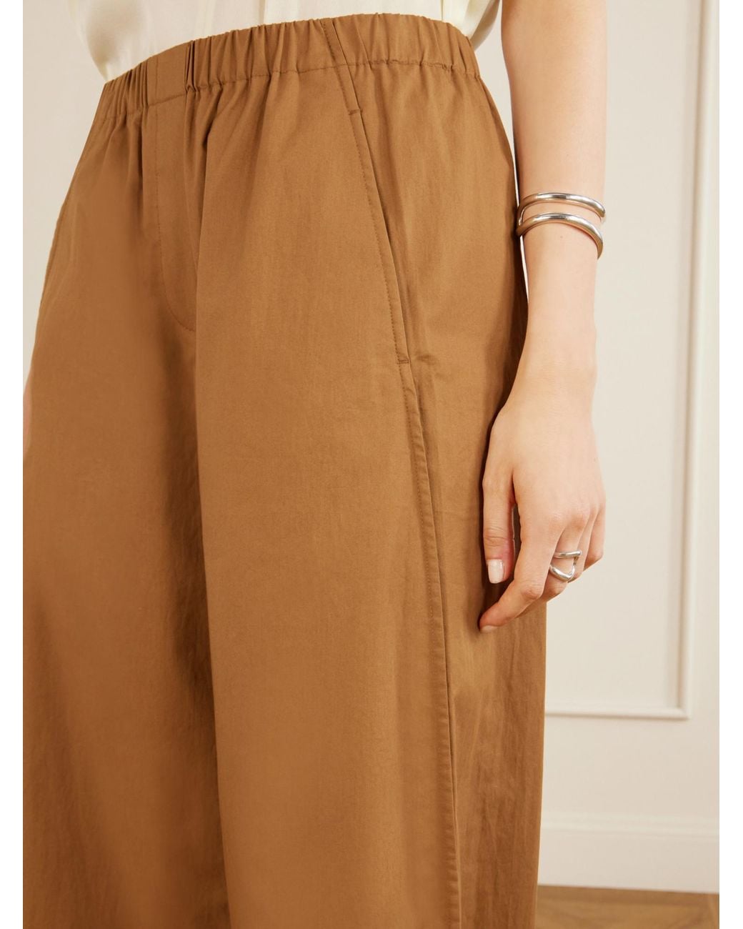 Theory Natural Cotton-Poplin Wide-Leg Pants