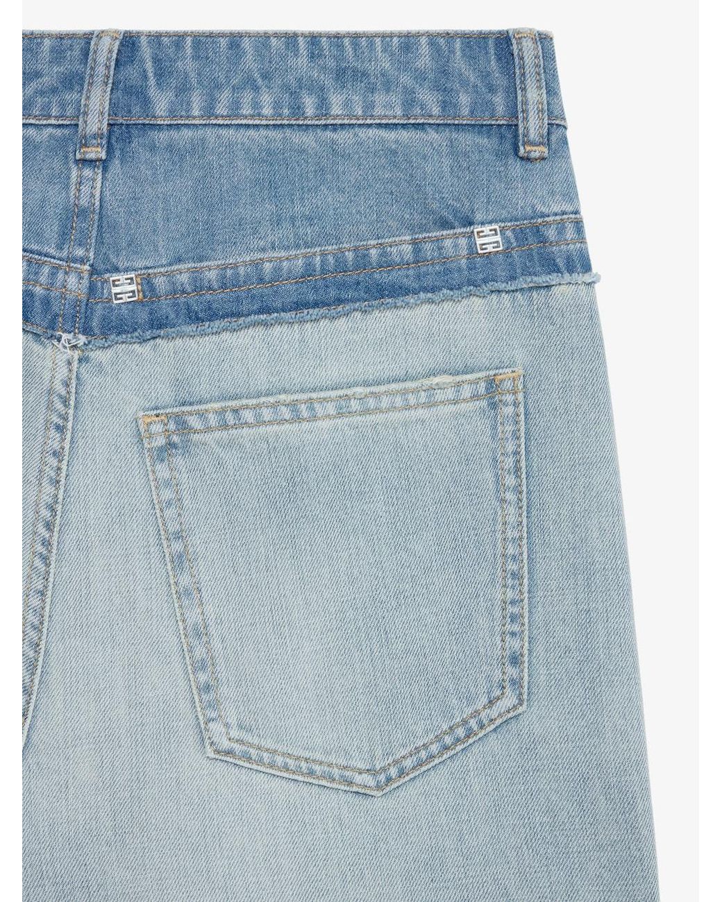 Givenchy Blue Frayed Edge Wide-Leg Jeans
