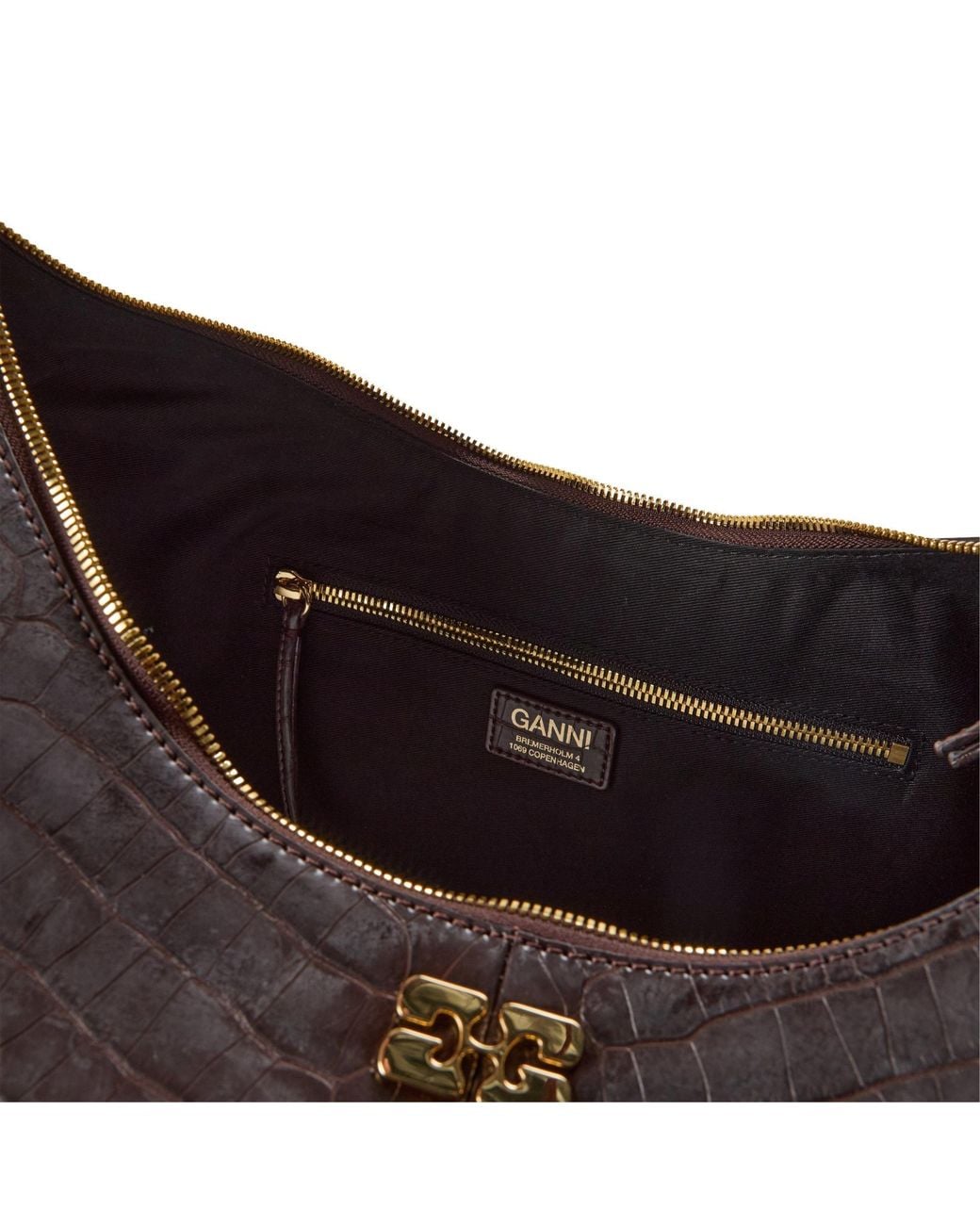 Ganni Gray Leather Hobo Bag