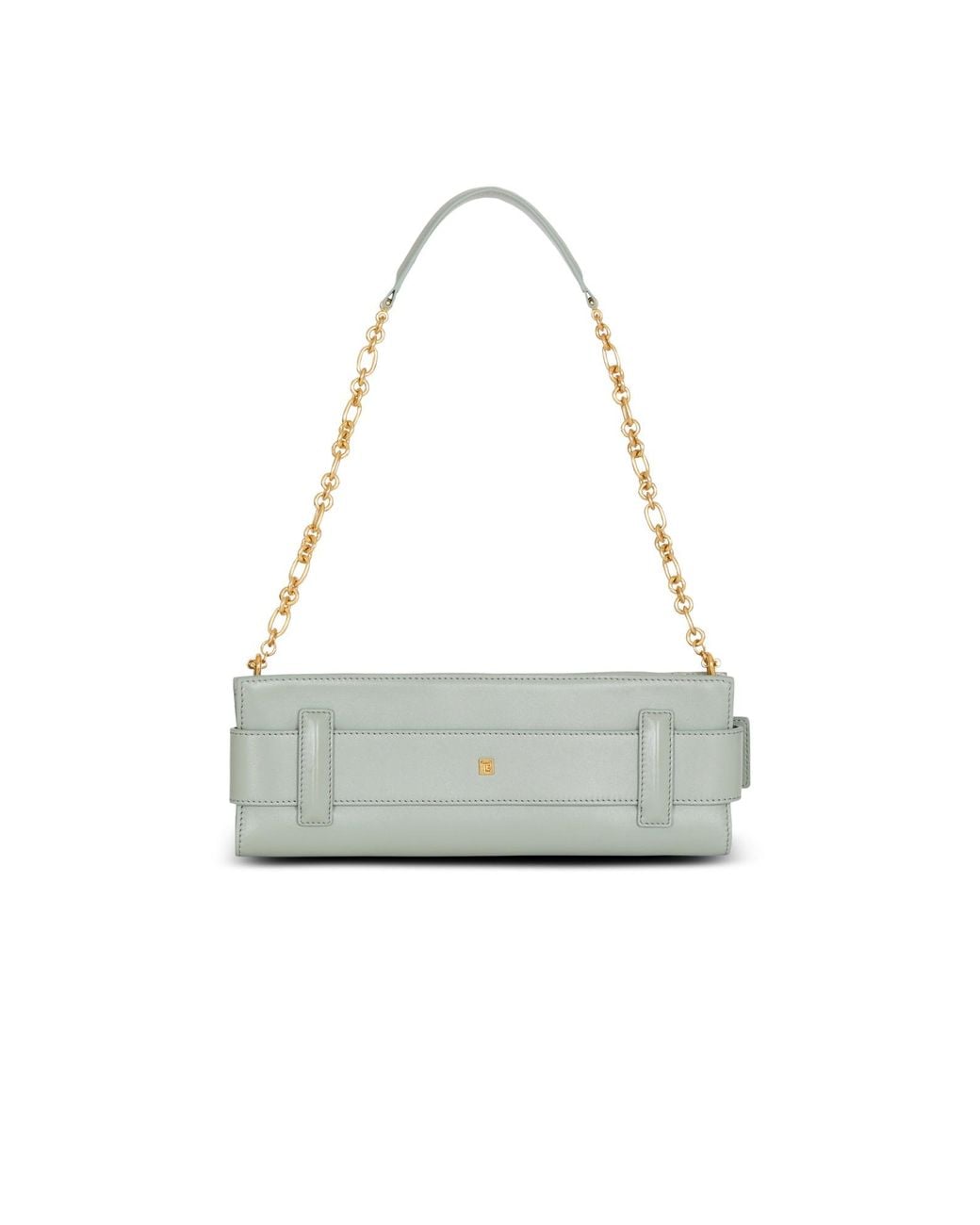 Balmain Metallic Anthem Buckle Chain Clutch Bag