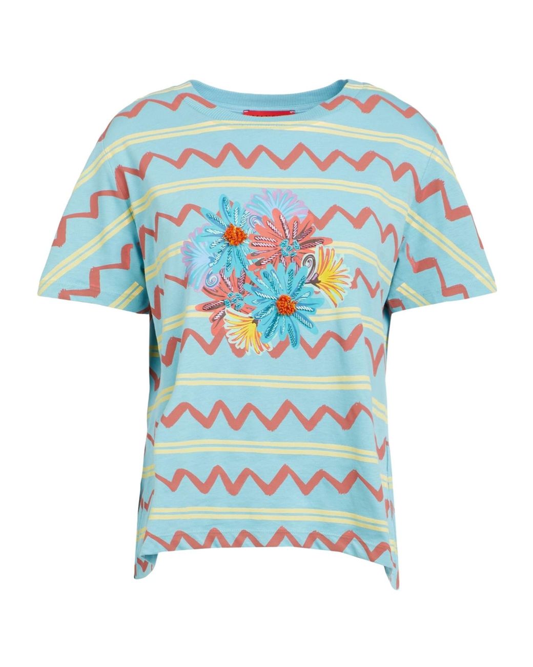 MAX&Co. Blue Floral Short Sleeve T-Shirt