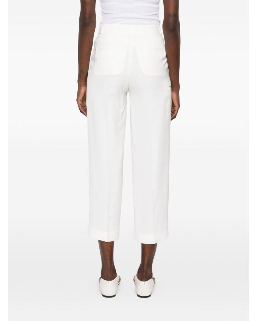 Peserico White Side-Pocket Cropped Trousers