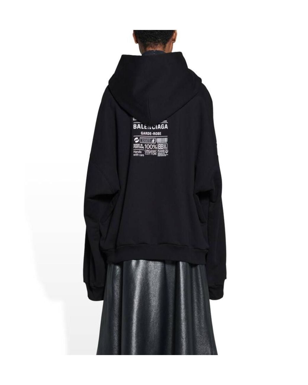Balenciaga Black Logo Printed Long-Sleeved Hoodie