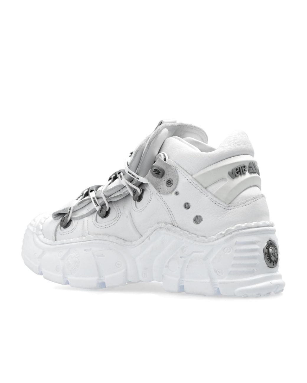 Vetements White X New Rock Logo Detailed Round Toe Sneakers