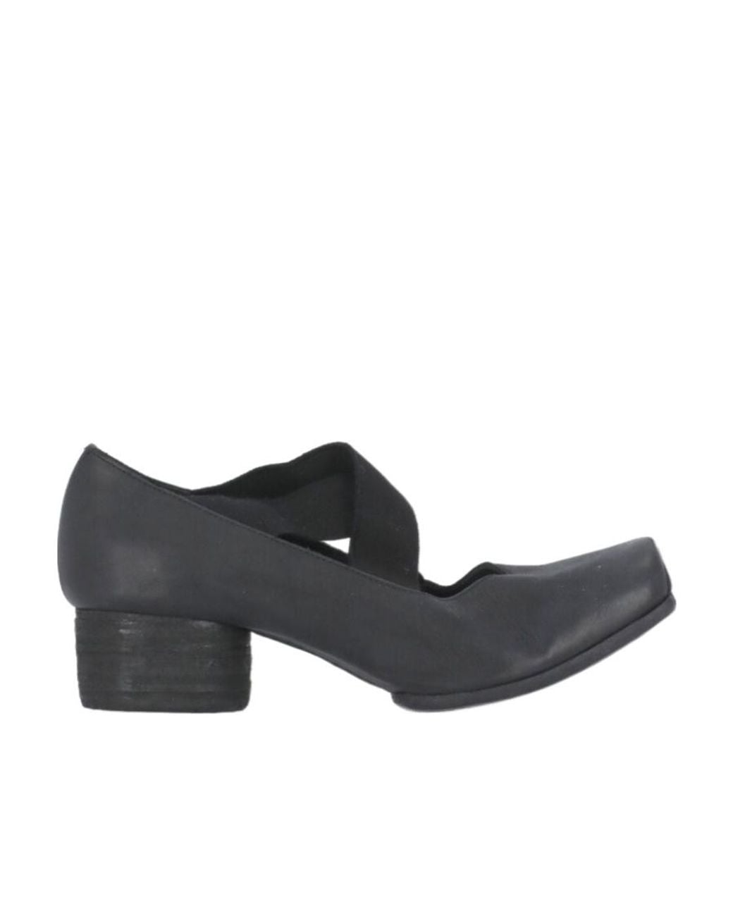 Uma Wang Black Ballerina Square Toe Elasticated Pumps