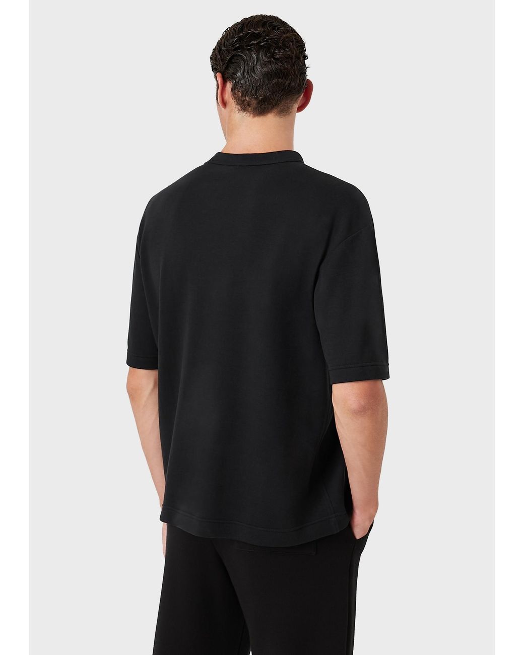 Giorgio Armani Black Embroidered Tiger Logo T-Shirt for men