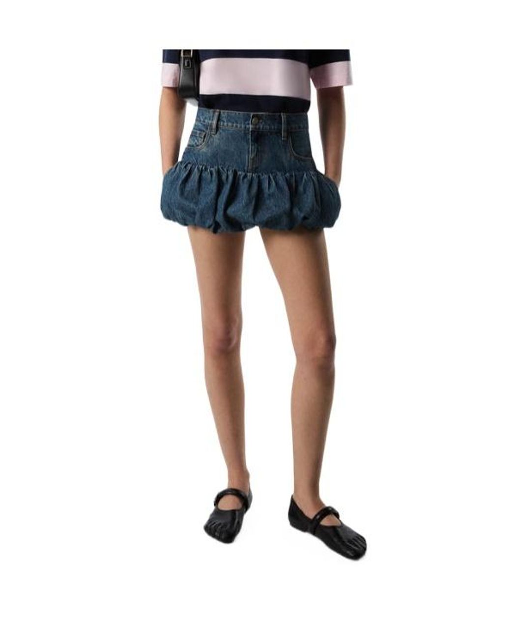 Coperni Blue Gathered Hem Denim Mini Skirt