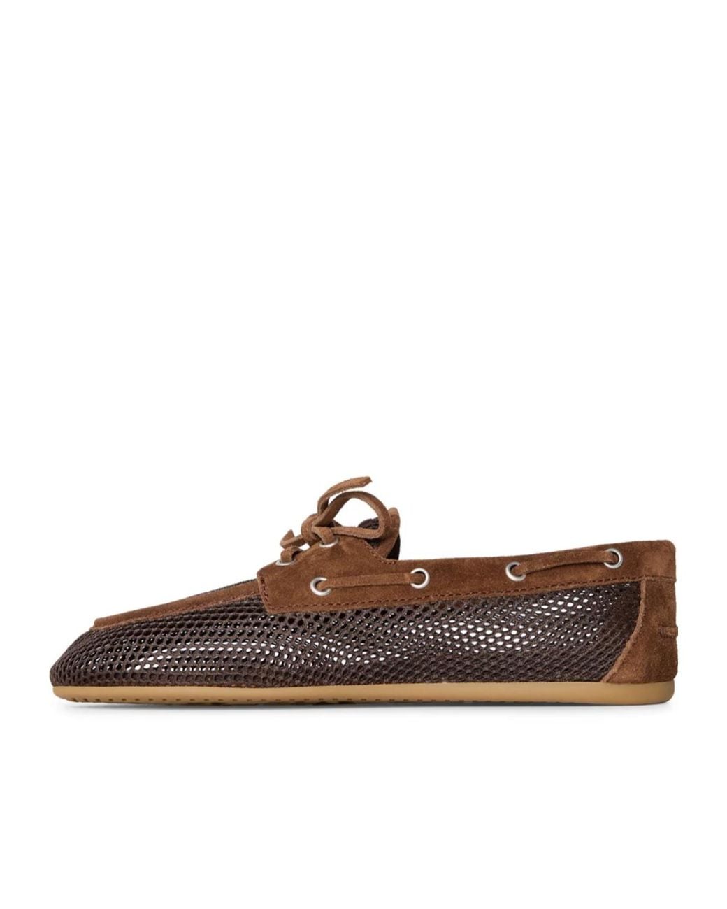 Miu Miu Brown Lace-Up Front Flats