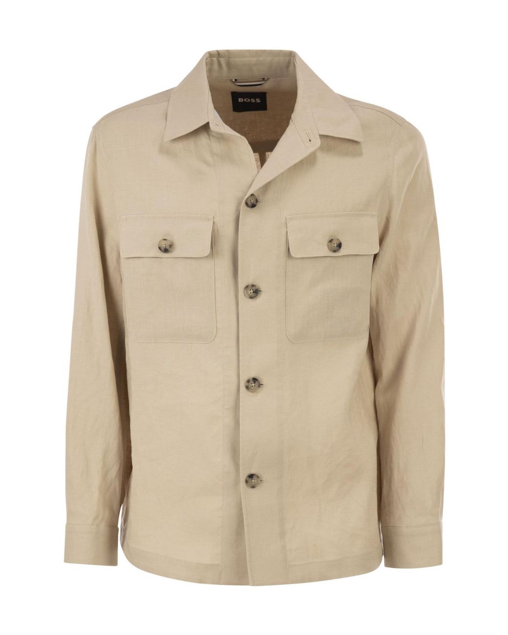 Boss Natural Boss Relaxed-Fit Button-Up Overshirt for men