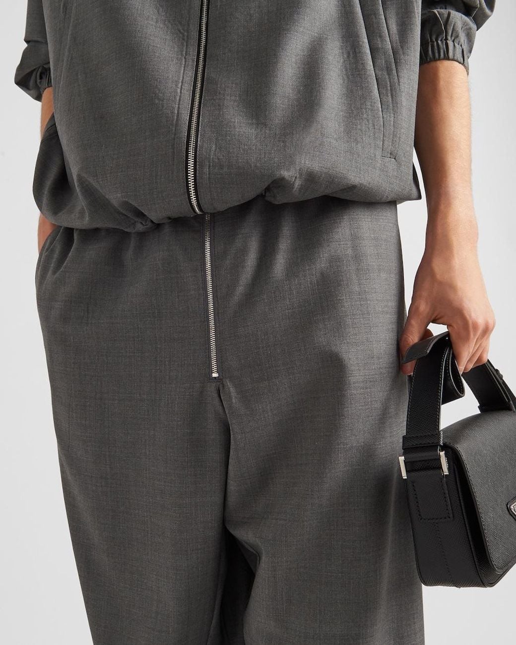 Prada Gray Wide-Leg Tailored Trousers for men