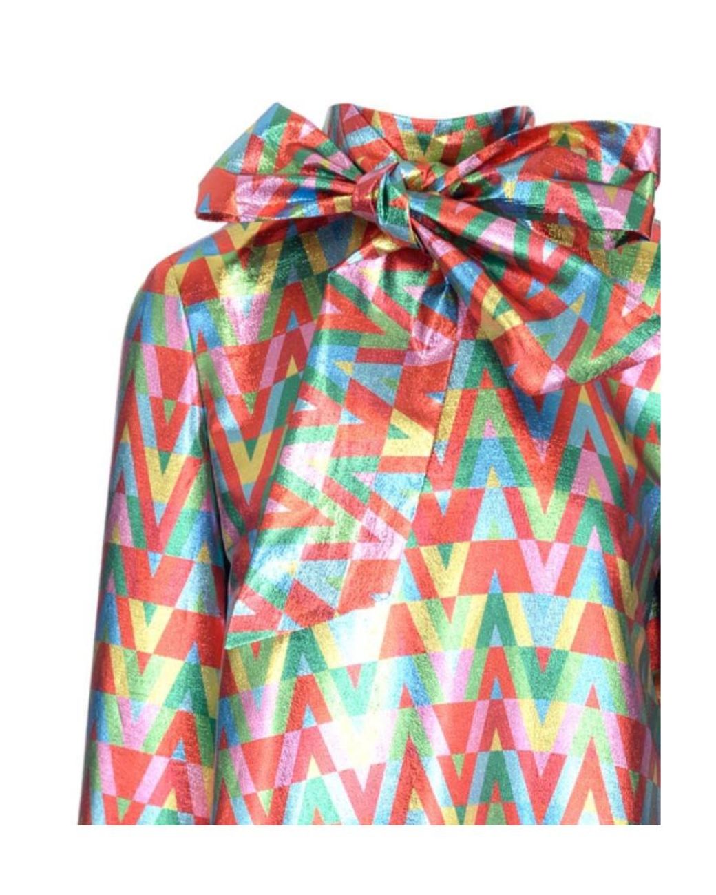 Valentino White Logo Detailed Bowed Neck Blouse