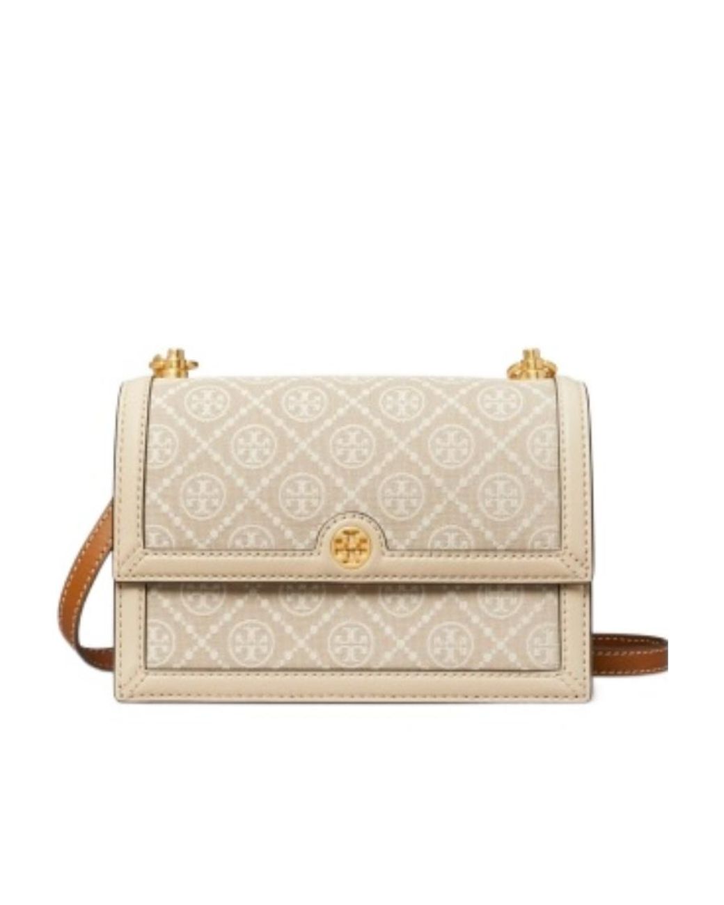 Tory Burch Natural T Monogram Small Shoulder Bag