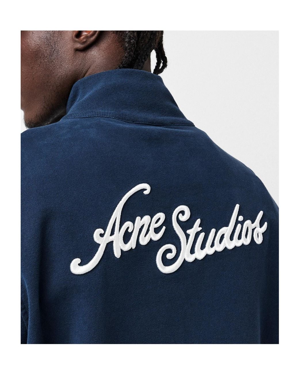 Acne Blue Logo Zip Hoodie for men