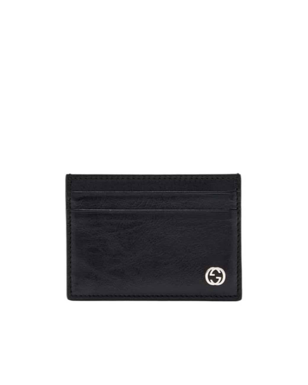 Gucci Black Interlocking G Plaque Card Case for men