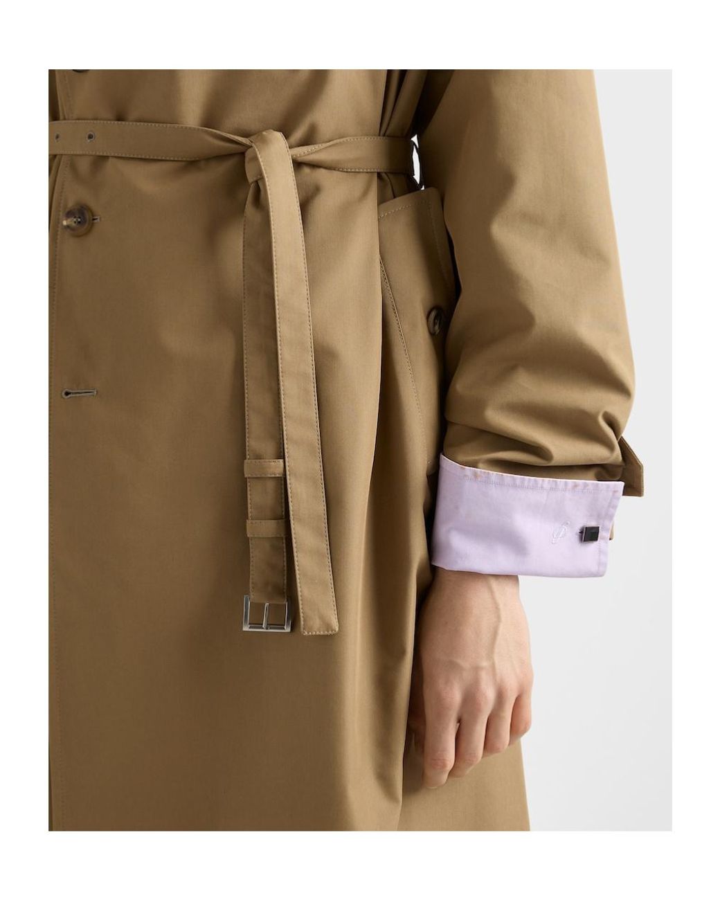 Prada Natural Double-Breasted Belted Coat for men