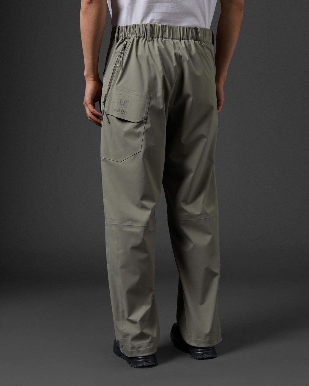 C P Company Gray Logo Patch Straight Leg Trousers for men