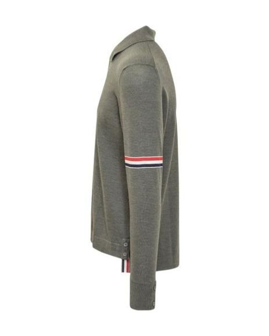 Thom Browne Gray Rwb Stripe Buttoned Cardigan for men