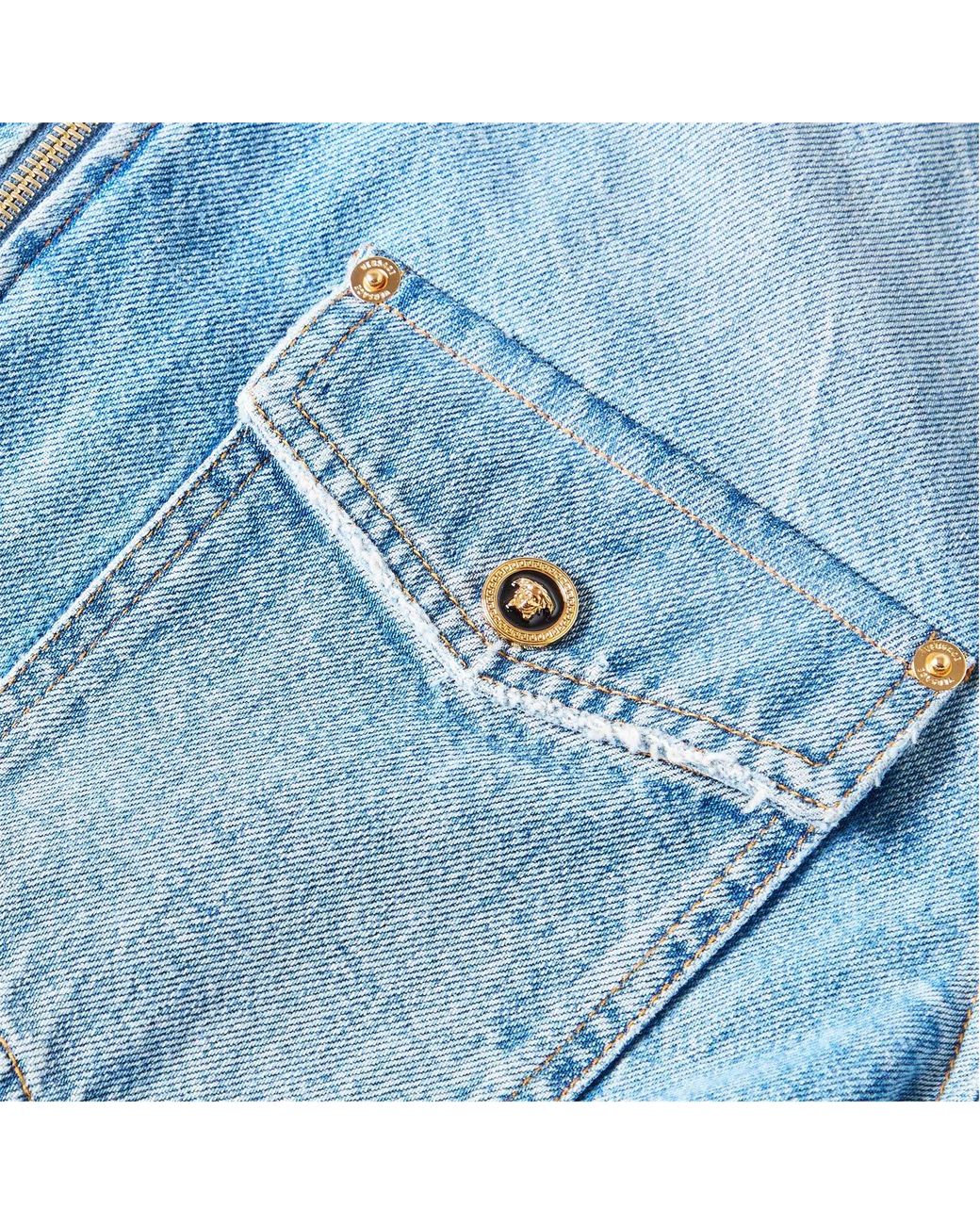 Versace Blue Stonewashed Long-Sleeve Denim Shirt for men