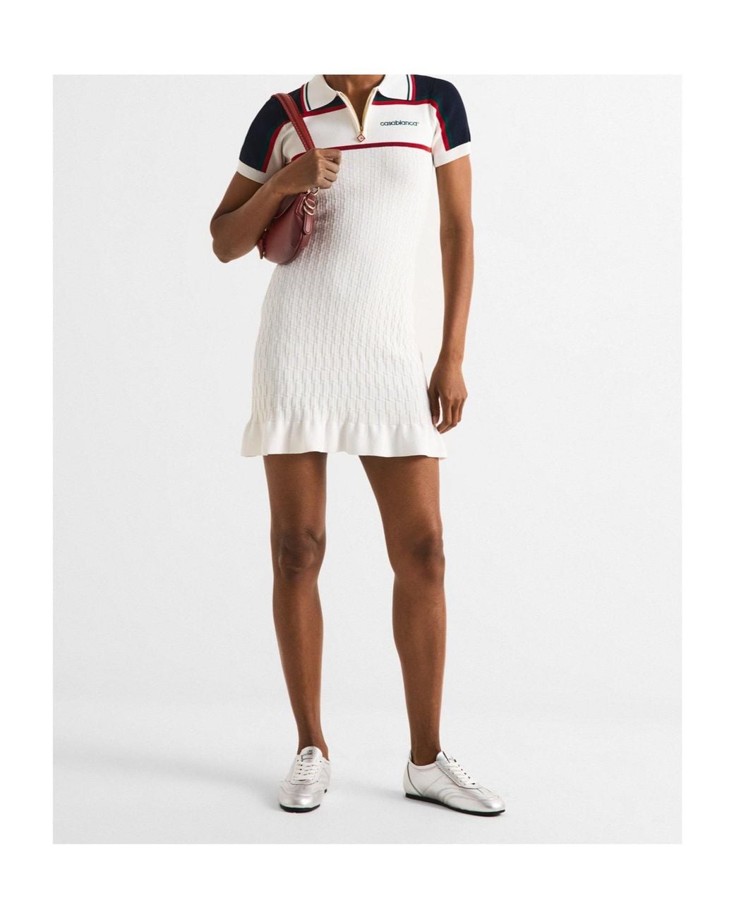 Casablanca White Tennis Viscose Ruffle Dress