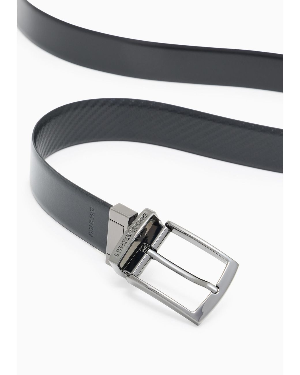 Emporio Armani White Embossed Buckle Belt for men