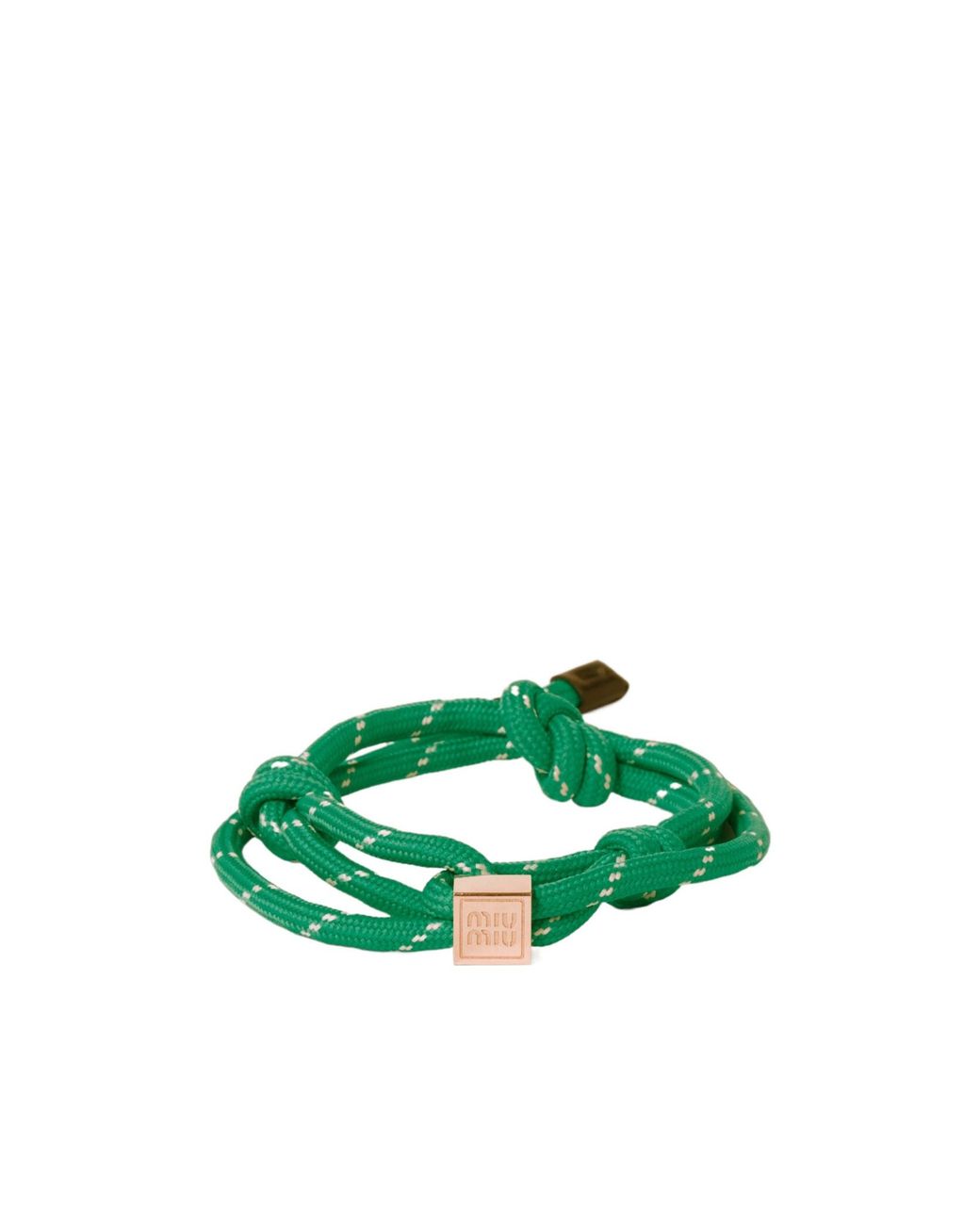 Miu Miu Green Logo-Engraved Rope Bracelet
