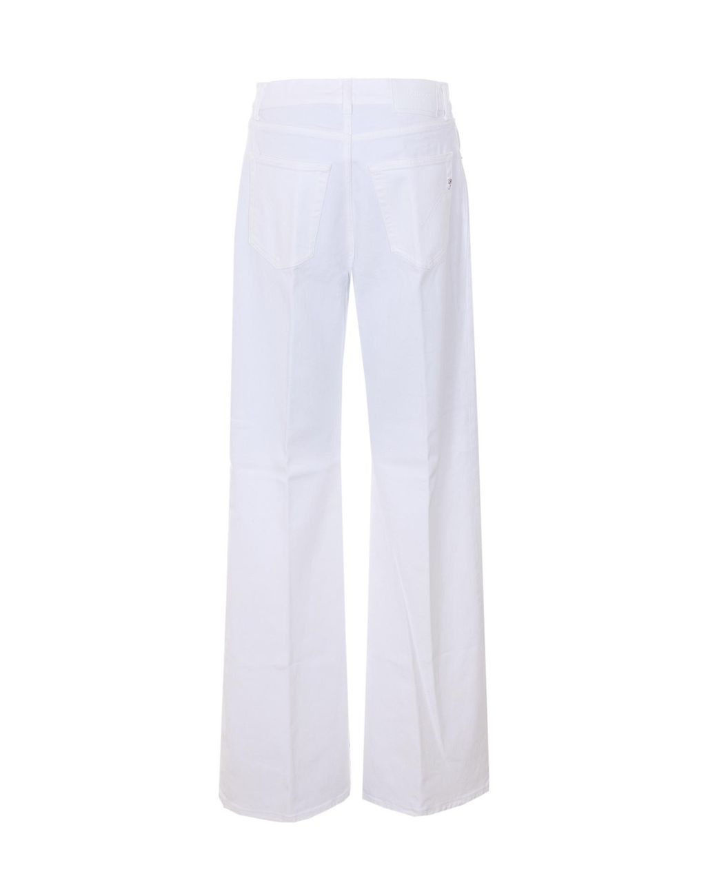 Dondup White Logo Patch Wide-Leg Jeans