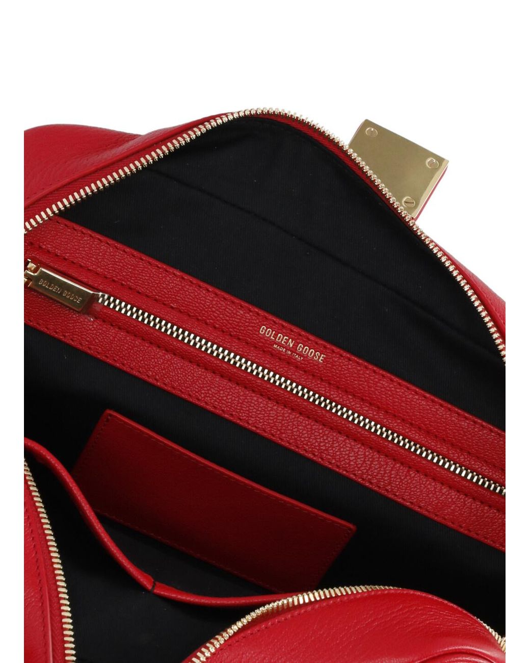 Golden Goose Deluxe Brand Red Logo Printed Zipped Tote Bag