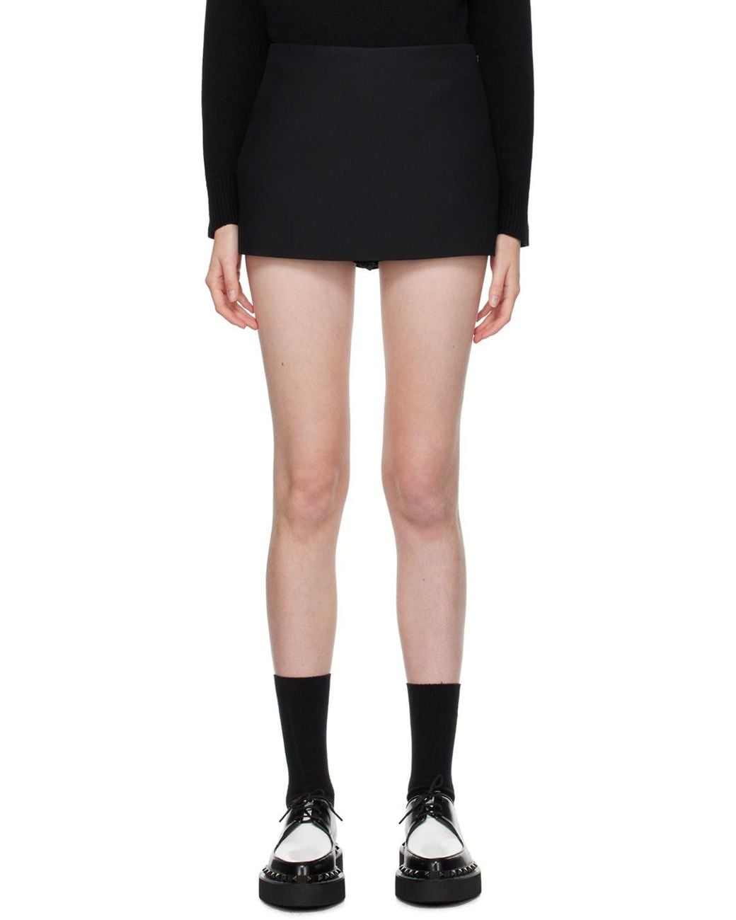Valentino Black Low-Rise Fitted Miniskirt