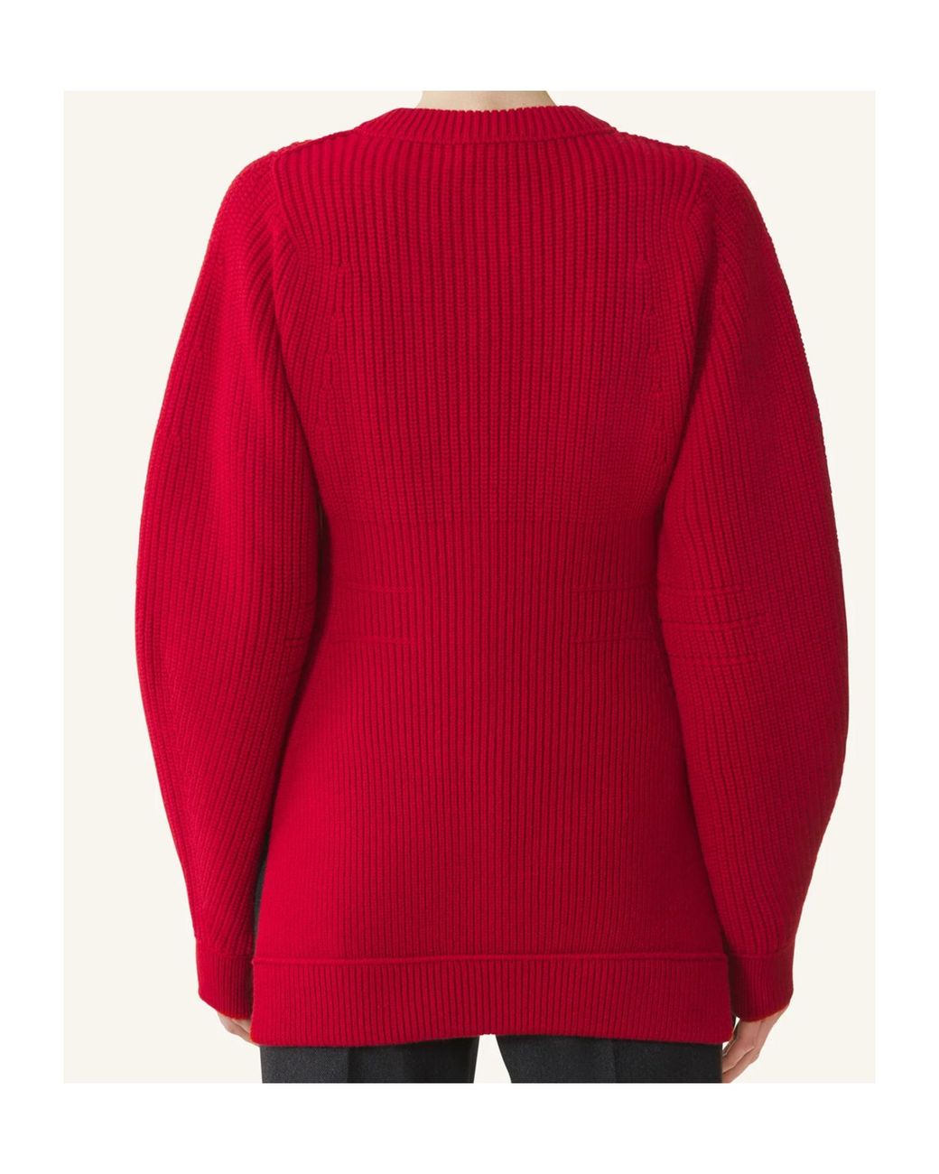 Lanvin Red Ribbed Cardigan