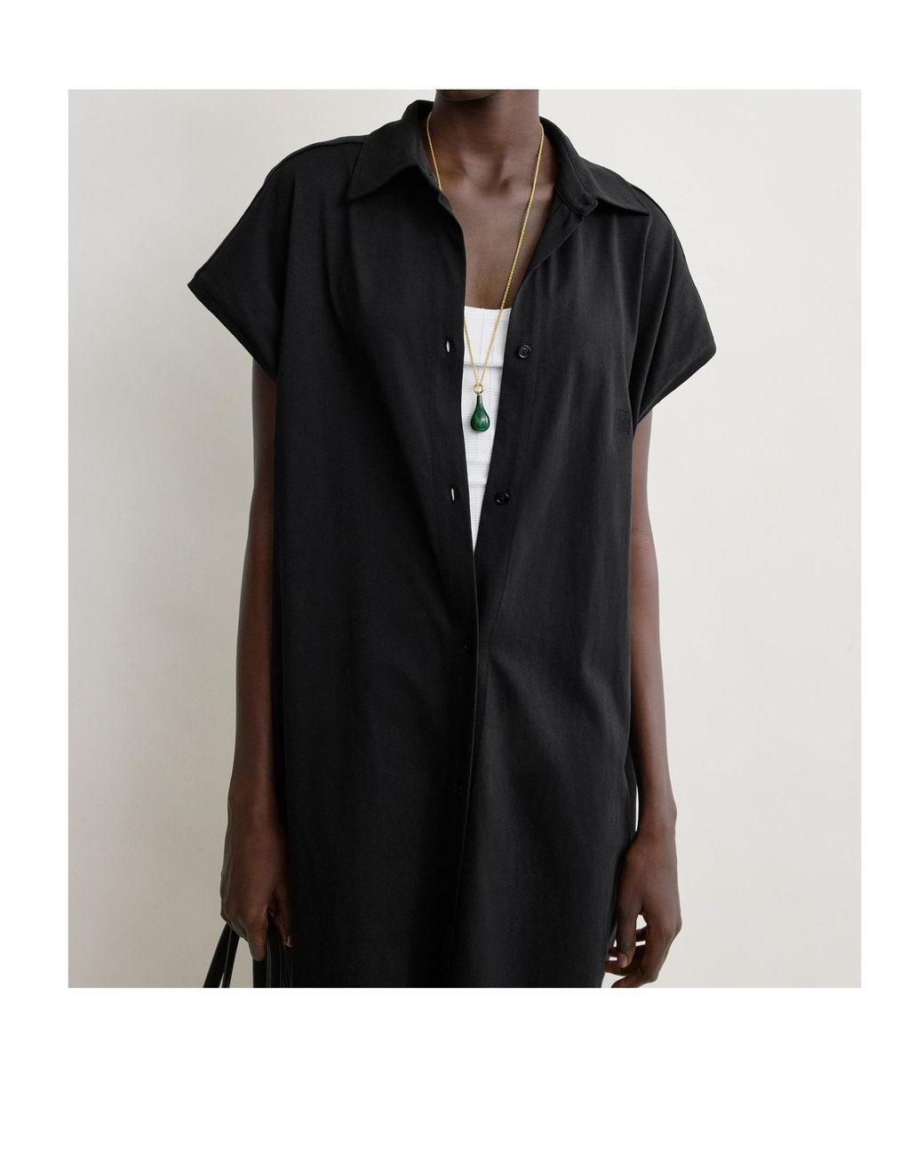 Totême Black Button-Fastening Sleeveless Midi Shirt Dress