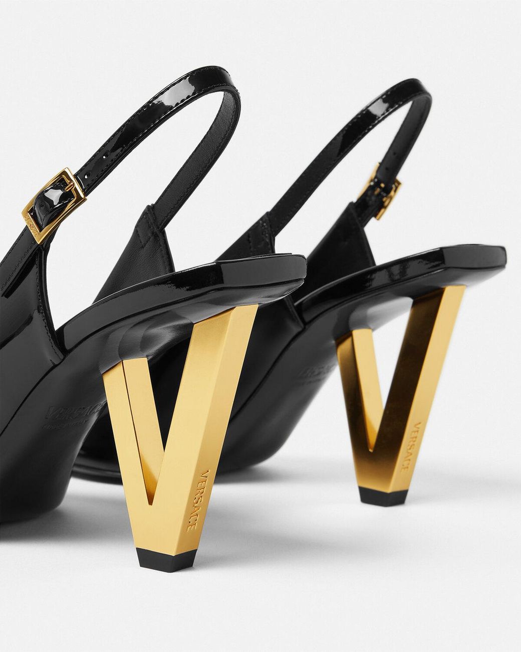 Versace Black V2025 Slingback Pumps
