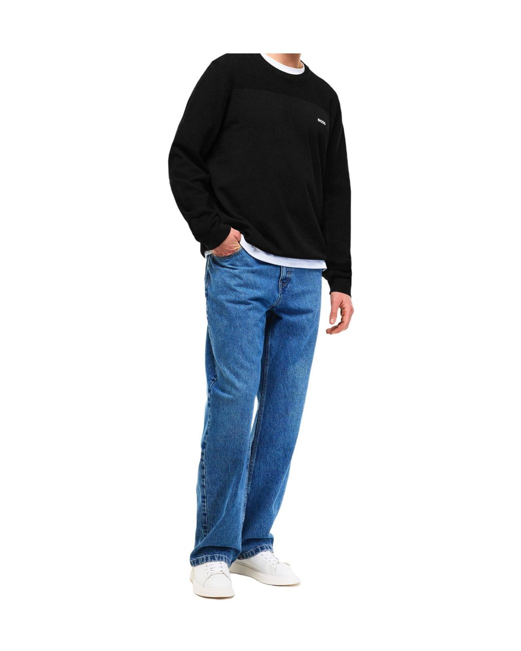 Boss Black Crew Neck Long-Sleeve Knit Top for men