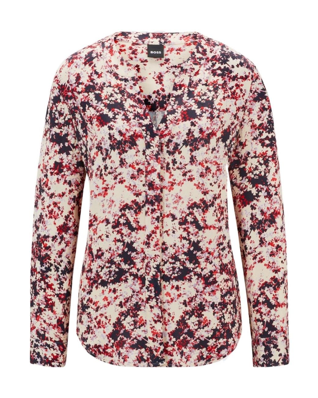 Boss Pink Floral-Print Satin Shirt