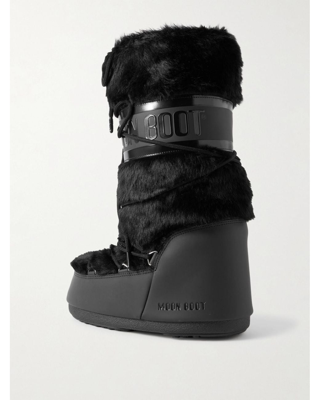 Moon Boot Black Plush And Leather-Like Snow Boots for men