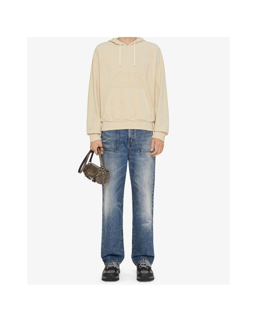 Givenchy Natural Logo Detailed Drawstring Hoodie for men